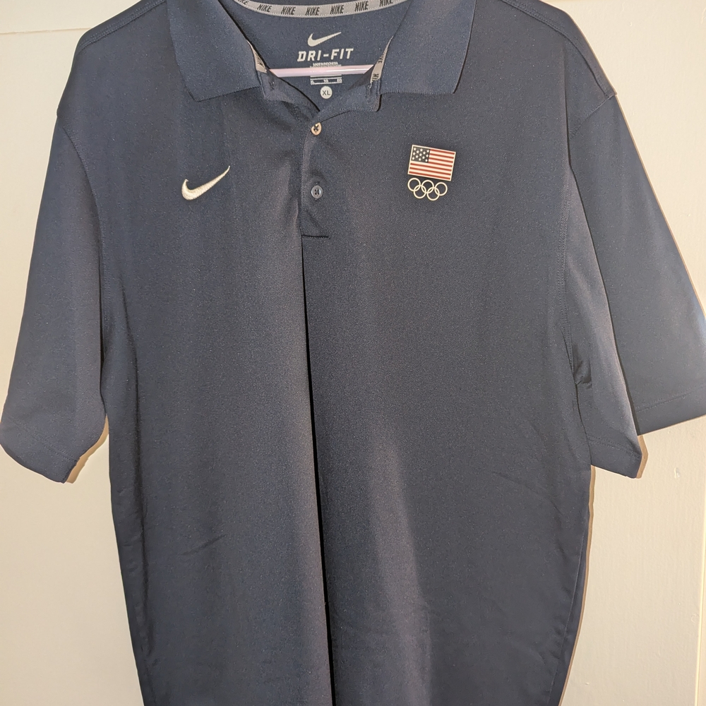 Nike Men's Dark Blue Polo with Olympic Patch